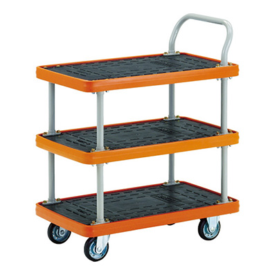 トラスコ TRUSCO MKP樹脂製運搬車 片袖3段タイプ ブラック MKP-308 489-6823 (商品コード：159796)