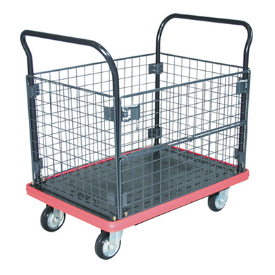 トラスコ TRUSCO MKP樹脂製運搬車 金網付両袖タイプ ブラック MKP-157 855-5491 (商品コード：159802)