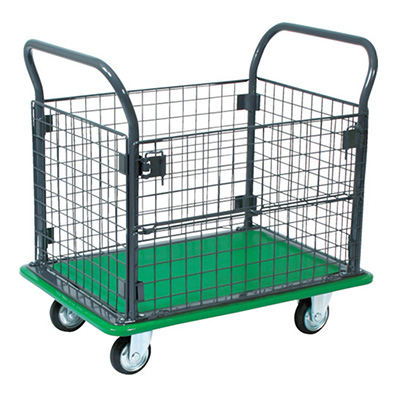 トラスコ TRUSCO プレス製運搬車 ハイグレード運搬車 金網付 307EBN 336-4178