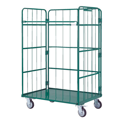 トラスコ TRUSCO 鋼製カゴ車 ハイテナー 床板スチール製 THT-13C 512-4166