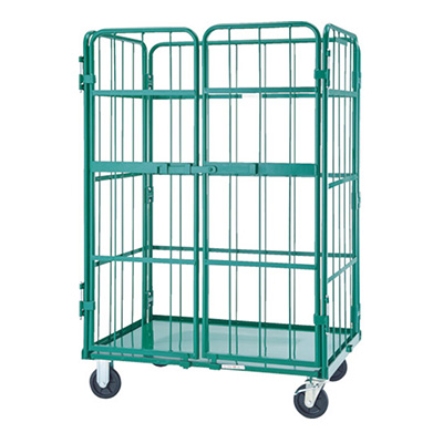 トラスコ TRUSCO 鋼製カゴ車 ハイテナー 床板スチール製・観音扉付 THT-5CK 855-5484