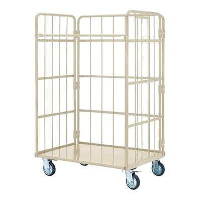 トラスコ TRUSCO 鋼製カゴ車 ハイテナー 床板スチール製 THT-13C-IV 454-0247