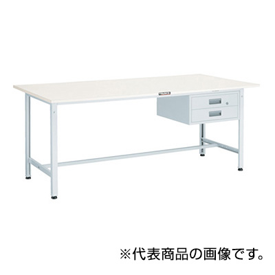 トラスコ TRUSCO 軽量作業台 2段引出し付 ホワイト 1800×900×740mm RAE-1809F2 W 467-2151