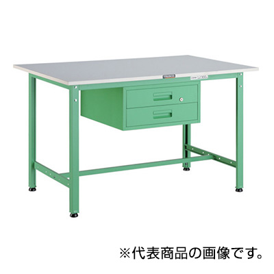 トラスコ TRUSCO 軽量作業台 2段引出し付 ヤンググリーン 900×600×740mm RAE-0960F2 YG 467-1708