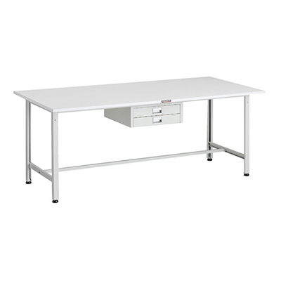 トラスコ TRUSCO 軽量作業台 薄型2段引出し付 ホワイト 1800×900×740mm AE-1809UDC2 W 183-3858