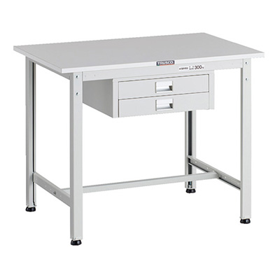 トラスコ TRUSCO 軽量作業台 薄型2段引出し付 ホワイト 900×600×740mm RAE-0960UDC2 W 183-3862