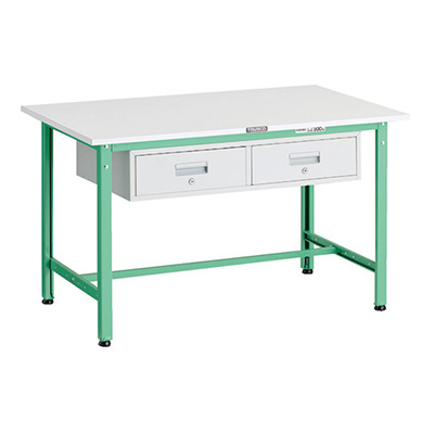 トラスコ TRUSCO 軽量作業台 2列1段引出し付 ヤンググリーン 1200×750×740mm RAE-1200FL2 YG 183-3892