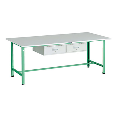 トラスコ TRUSCO 軽量作業台 2列1段引出し付 ヤンググリーン 1800×900×740mm RAE-1809FL2 YG 183-3898