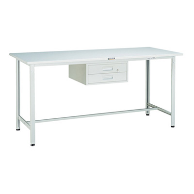 トラスコ TRUSCO 軽量立ち作業台 2段引出し付 ホワイト 900×600×900mm HRAE-0960F2 W 770-2167