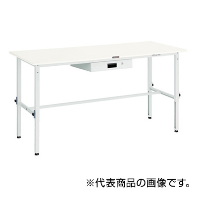 トラスコ TRUSCO 高さ調節式作業台 薄型1段引出し付 ホワイト 1800×900×650～950mm SAEM-1809UDK1 W 454-6938