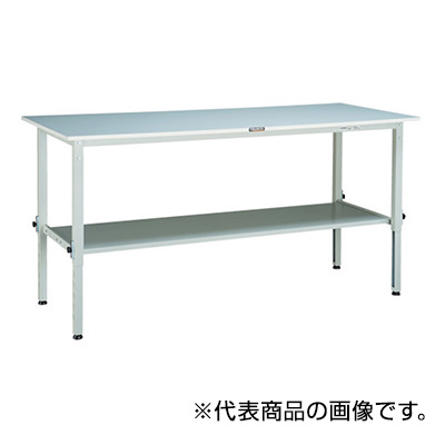 トラスコ TRUSCO 高さ調節式作業台 下棚2枚付 ホワイト 900×600×650～950mm RAEM-0960LT2 W 454-5826