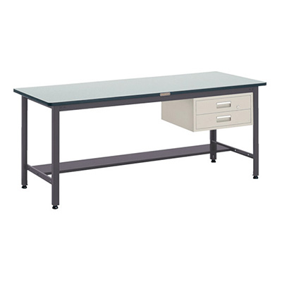トラスコ TRUSCO 中量作業台 2段引出し付 ダークグレー 900×600×740mm AEWP-0960F2 278-0658 (商品コード：161594)
