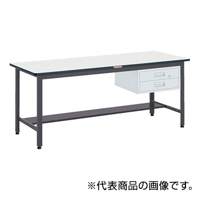 トラスコ TRUSCO 中量作業台 2段引出し付 ダークグレー 1800×900×740mm AEWR-1890F2 278-0801 (商品コード：161597)