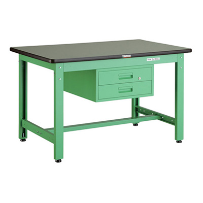 トラスコ TRUSCO 中量作業台 2段引出し付 ヤンググリーン 900×600×740mm GWR-0960F2 YG 466-8871 (商品コード：161656)
