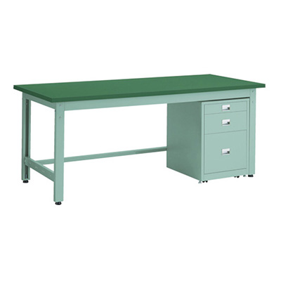 トラスコ TRUSCO 中量作業台 3段キャビネット付 グリーン 1500×750×740mm GWP-1575UDC111 466-8731 (商品コード：161666)