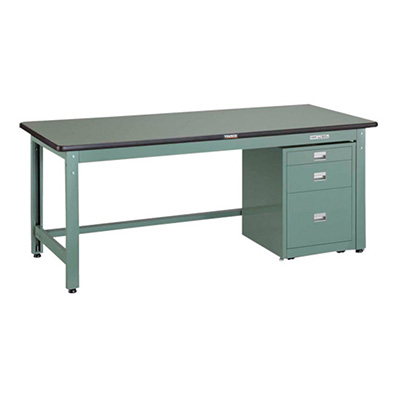 トラスコ TRUSCO 中量作業台 3段キャビネット付 グリーン 1500×750×740mm GWR-1575UDC111 466-8979 (商品コード：161668)