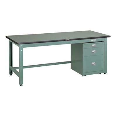トラスコ TRUSCO 中量作業台 3段キャビネット付 グリーン 1800×900×740mm GWR-1890UDC111 301-2298 (商品コード：161669)