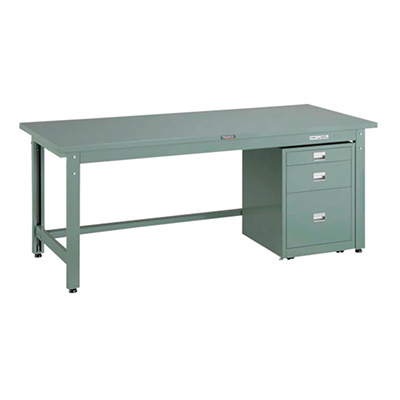 トラスコ TRUSCO 中量作業台 3段キャビネット付 グリーン 1500×750×740mm GWS-1575UDC111 466-9100 (商品コード：161670)
