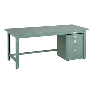 トラスコ TRUSCO 中量作業台 3段キャビネット付 グリーン 1800×900×740mm GWS-1890UDC111 301-2328 (商品コード：161671)