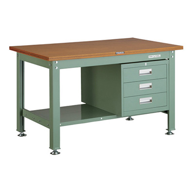 トラスコ TRUSCO 中量作業台 3段キャビネット付 グリーン 1200×750×740mm HW-1200D3 278-3002 (商品コード：161690)