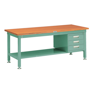 トラスコ TRUSCO 中量作業台 3段キャビネット付 グリーン 1800×900×740mm HW-1809D3 278-3053 (商品コード：161691)