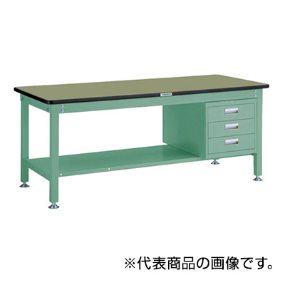 トラスコ TRUSCO 中量作業台 3段キャビネット付 グリーン 1800×900×740mm RHW-1809D3 278-2987