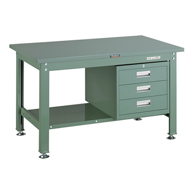トラスコ TRUSCO 中量作業台 3段キャビネット付 グリーン 1200×750×740mm SHW-1200D3 289-1883 (商品コード：161694)