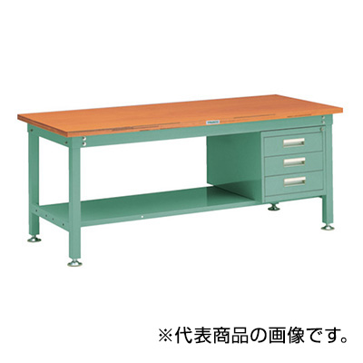 トラスコ TRUSCO 中量作業台 3段キャビネット付 グリーン 1800×900×740mm SHW-1809D3 289-1905