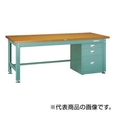 トラスコ TRUSCO 中量作業台 サイドキャビネット付 グリーン 1200×750×740mm DW-1200UDC111 454-4536