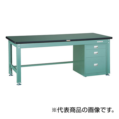 トラスコ TRUSCO 中量作業台 サイドキャビネット付 グリーン 1800×900×740mm RDW-1809UDC111 454-5991