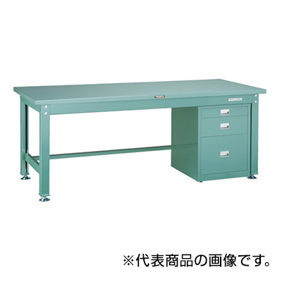 トラスコ TRUSCO 中量作業台 サイドキャビネット付 グリーン 1200×750×740mm SDW-1200UDC111 454-6997