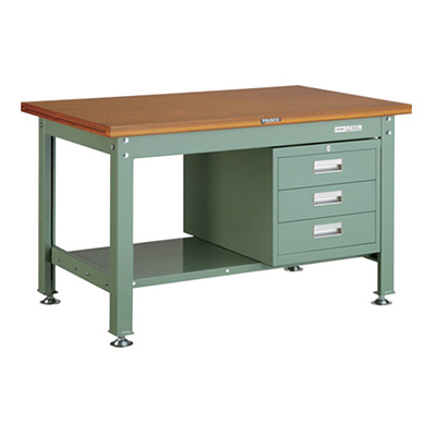 トラスコ TRUSCO 中量作業台 3段キャビネット付 グリーン 1200×750×740mm DW-1200D3 466-8308 (商品コード：161732)