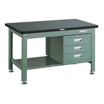 トラスコ TRUSCO 中量作業台 3段キャビネット付 グリーン 1200×750×740mm RDW-1200D3 467-2569 (商品コード：161734)