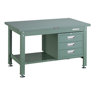 トラスコ TRUSCO 中量作業台 3段キャビネット付 グリーン 1200×750×740mm SDW-1200D3 467-2887 (商品コード：161736)