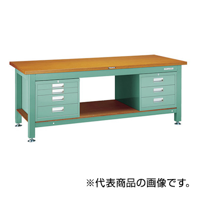 トラスコ TRUSCO 重量作業台 3段・4段キャビネット付 グリーン 1200×750×740mm RTW-1200D3D4 770-2922