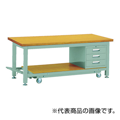 トラスコ TRUSCO 移動式重量作業台 3段キャビネット付 グリーン 1500×750×740mm TWC-1500D3 467-3395