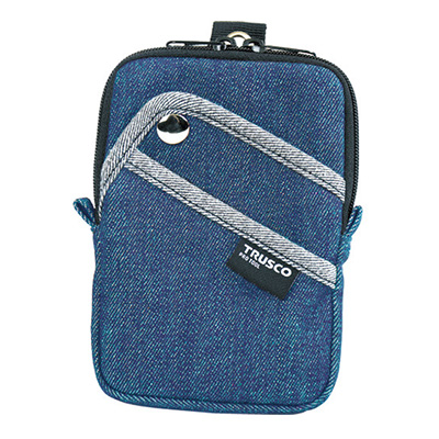トラスコ TRUSCO デニムコンパクトケース フタ付3ポケット ブルー TDC-K103 768-9977 (商品コード：163683)
