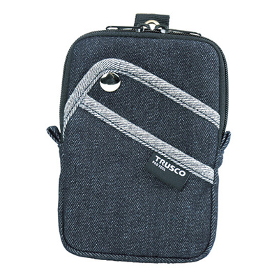 トラスコ TRUSCO デニムコンパクトケース フタ付3ポケット ブラック TDC-K104 768-9985 (商品コード：163684)