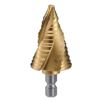 トラスコ TRUSCO ステップドリル 3枚刃チタンコーティング 6～34mm 段数11 3S-NMS-34G 352-1176 (商品コード：167811)