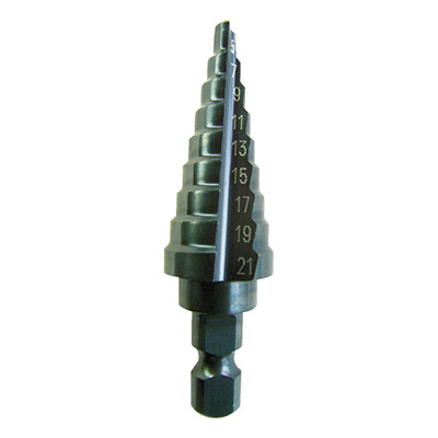 トラスコ TRUSCO ステップドリル 2枚刃黒染め表面処理 5～21mm 段数9 NMS-21 138-4481 (商品コード：167821)