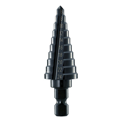 トラスコ TRUSCO ステップドリル 2枚刃黒染め表面処理 6～24mm 段数10 NMS-24 138-4503 (商品コード：167822)