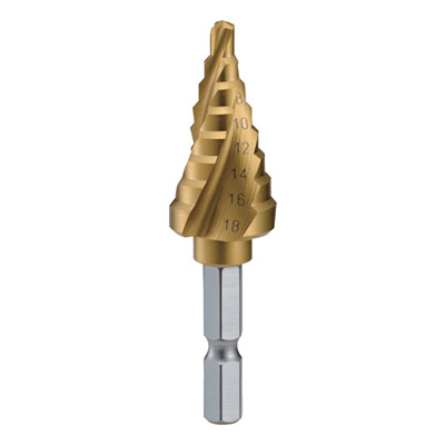 トラスコ TRUSCO 六角軸ステップドリル 3枚刃チタンコーティング 4～18mm 3S-NMS-18G 352-1214