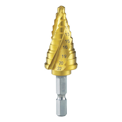 トラスコ TRUSCO 六角軸ステップドリル 3枚刃チタンコーティング 5～22mm 3S-NMS-22G 352-1168