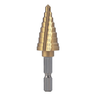 トラスコ TRUSCO 六角軸電気設備用ステップドリル 2枚刃チタンコーティング 19mm NMS-19EG-H 301-7061