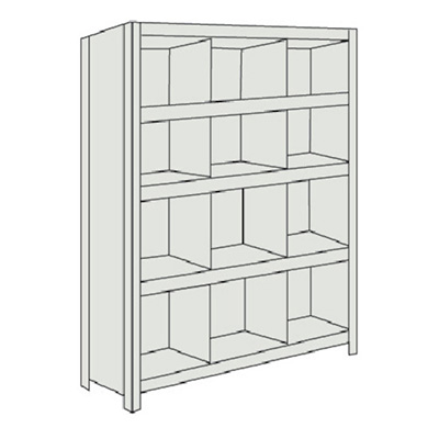 トラスコ TRUSCO スチールラック 軽量棚 縦仕切付 W875×D300×1200 3列4段 ネオグレー 43V-35 503-8138 (商品コード：168979)