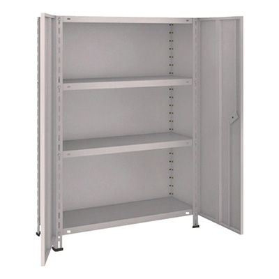 トラスコ TRUSCO スチールラック 軽量棚両開扉付 875×383×H1200 天地4段 ネオグレー 43V-T24 504-2810 (商品コード：168989)