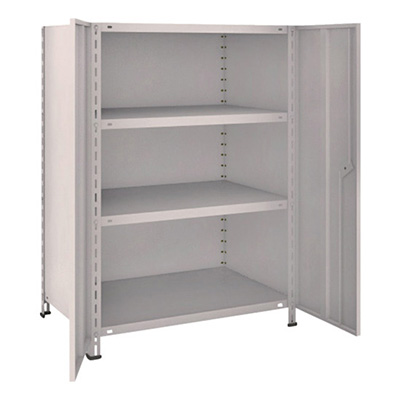 トラスコ TRUSCO スチールラック 軽量棚両開扉付 875×600×H1200 天地4段 ネオグレー 43W-T24 504-2879 (商品コード：168998)