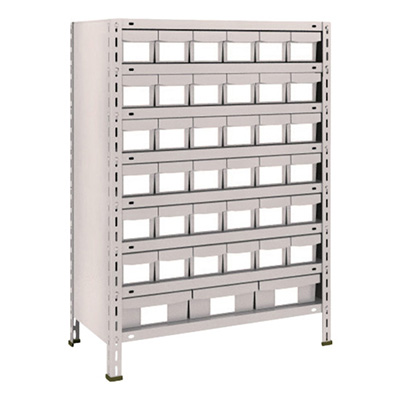 トラスコ TRUSCO スチールラック 軽量棚875×450×1200 樹脂引出 小×36大×3 ネオグレー 43X-808E6F1 510-5129 (商品コード：169012)