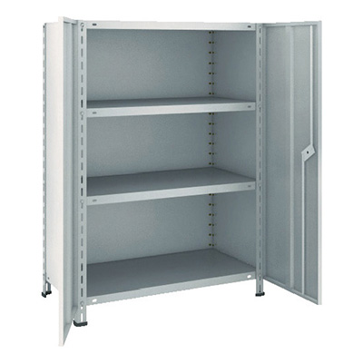 トラスコ TRUSCO スチールラック 軽量棚両開扉付 875×533×H1200 天地4段 ネオグレー 43X-T24 504-2844 (商品コード：169015)