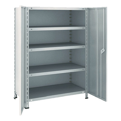 トラスコ TRUSCO スチールラック 軽量棚両開扉付 875×450×H1200 天地5段 ネオグレー 43X-T25 504-2852 (商品コード：169016)